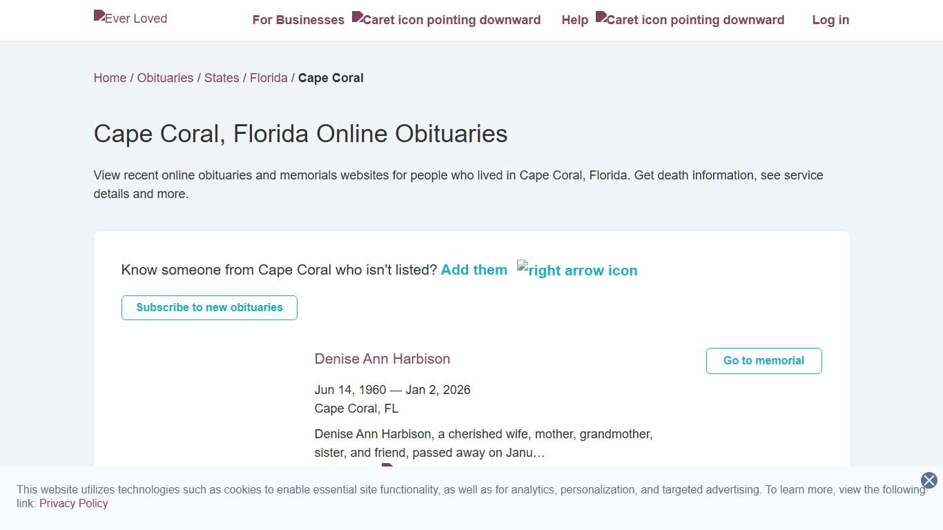 Cape Coral, Florida Online Obituaries Ever Loved